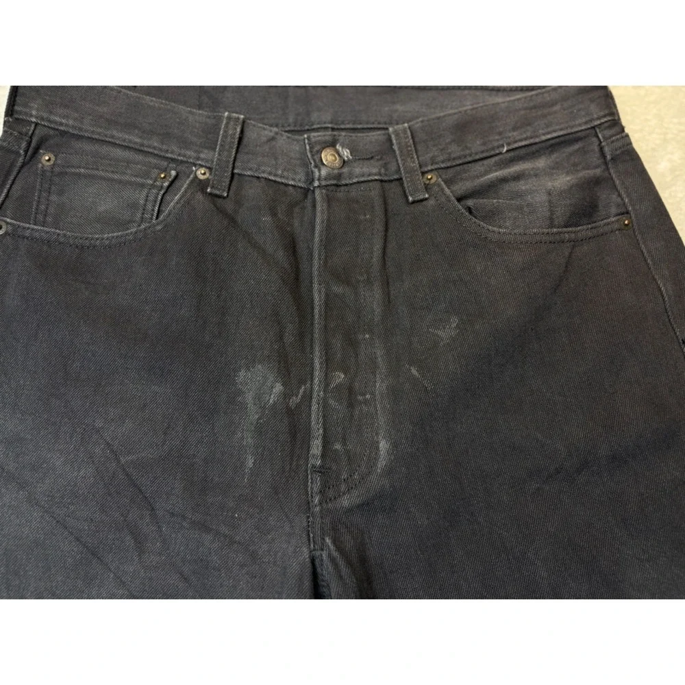 Levis 501 Mens 34x32 Y2K Style Jeans Faded Fuzzy Black Wash Skater Fit Denim